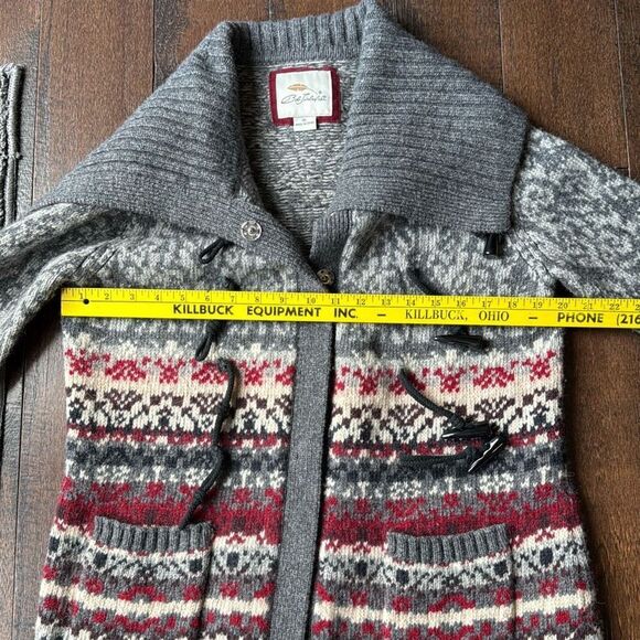 Bob Timberlake chunky lambswool duster cardigan sweater womens size XL red gray - Picture 9 of 11
